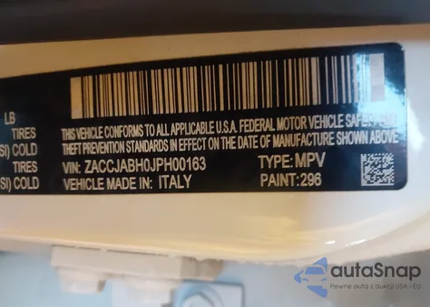 2018 Jeep Renegade Latitude Fwd from USA, damaged, VIN ZACCJABH0JPH00163